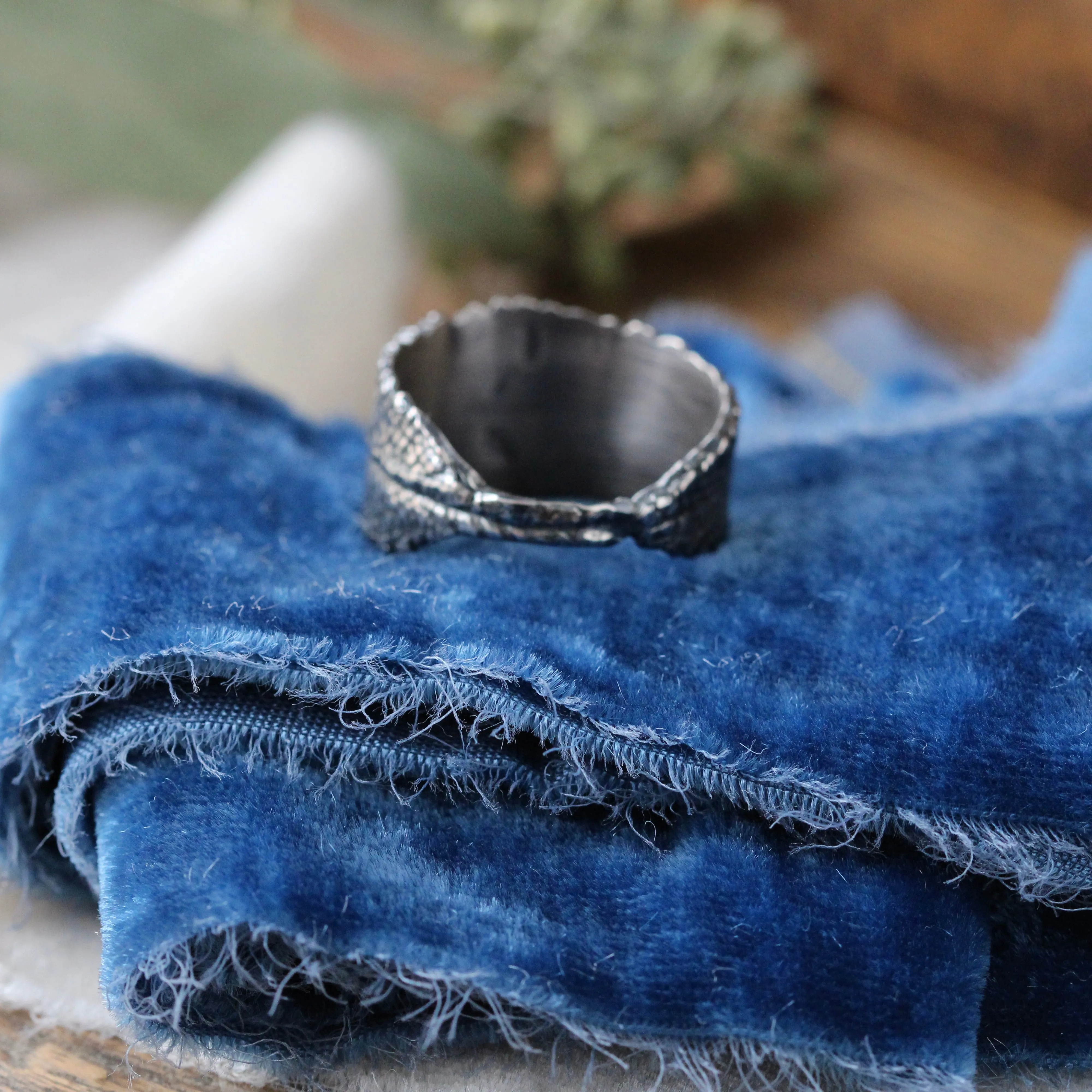 Black Sage and Moonstone sterling silver ring
