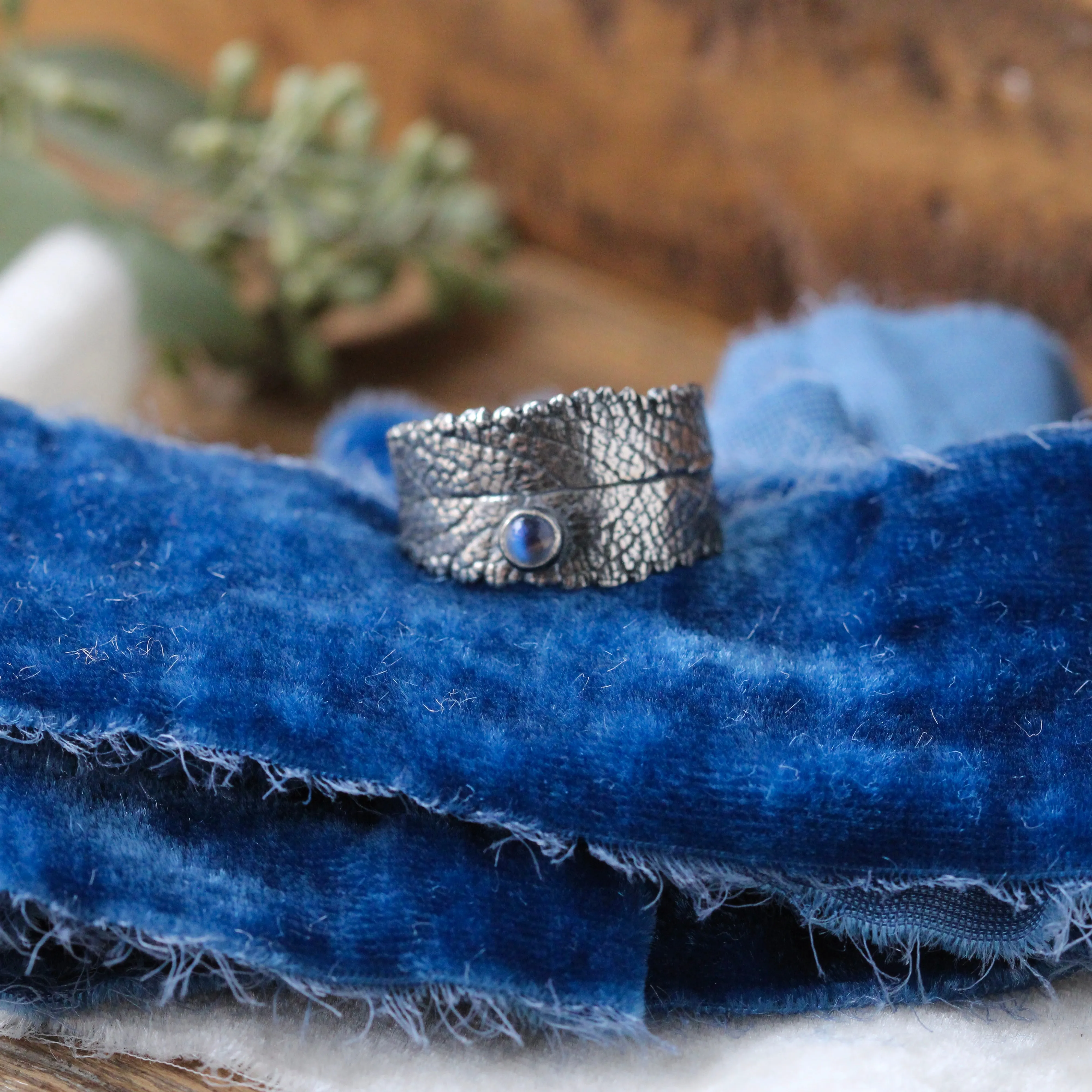 Black Sage and Moonstone sterling silver ring