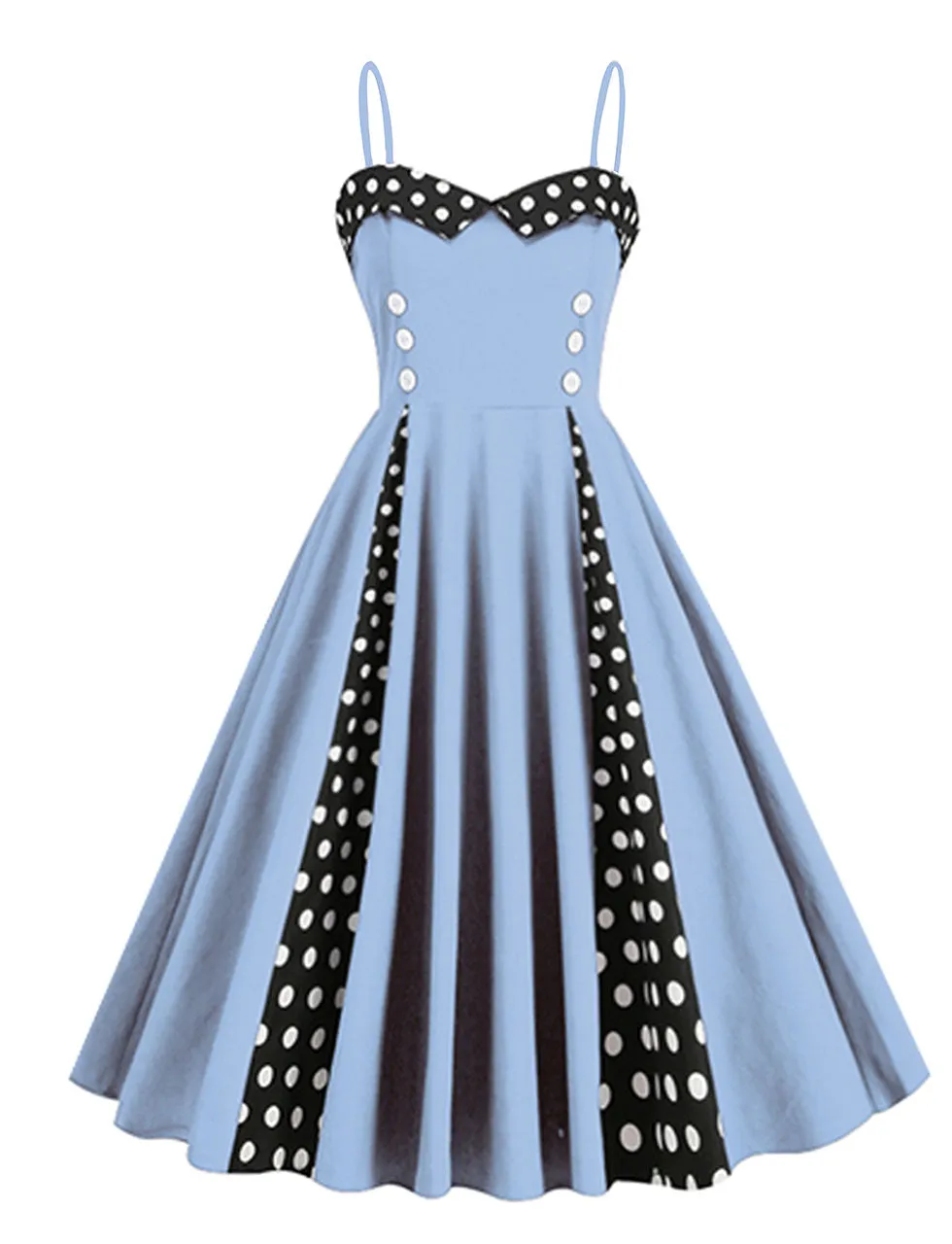 Black Spaghetti Straps 1950S Retro Swing Dress