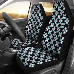 Black With Purple and Blue Retro Flowers Car Seat Covers