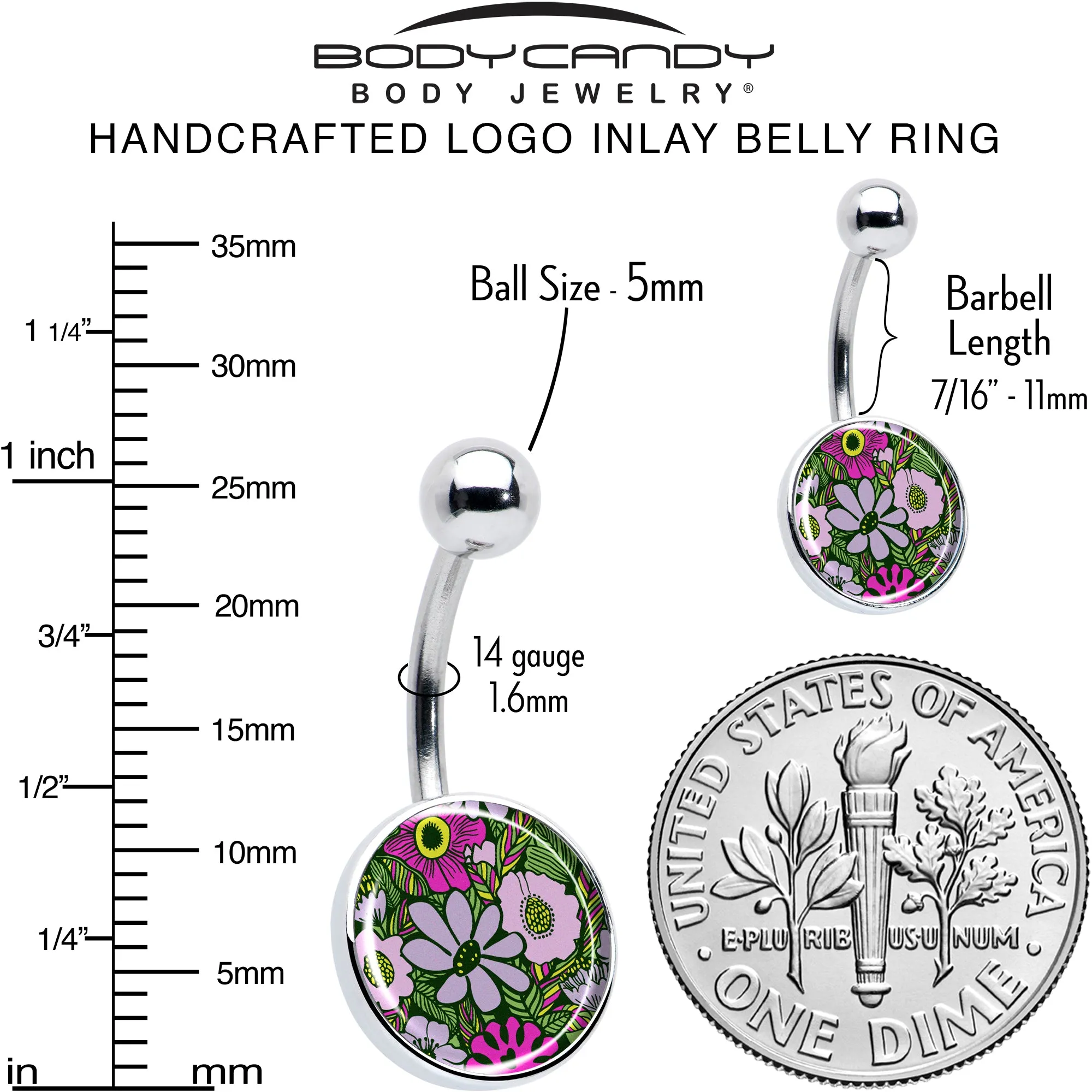 Blossom Creation Paradise of Pink Flowers Belly Ring