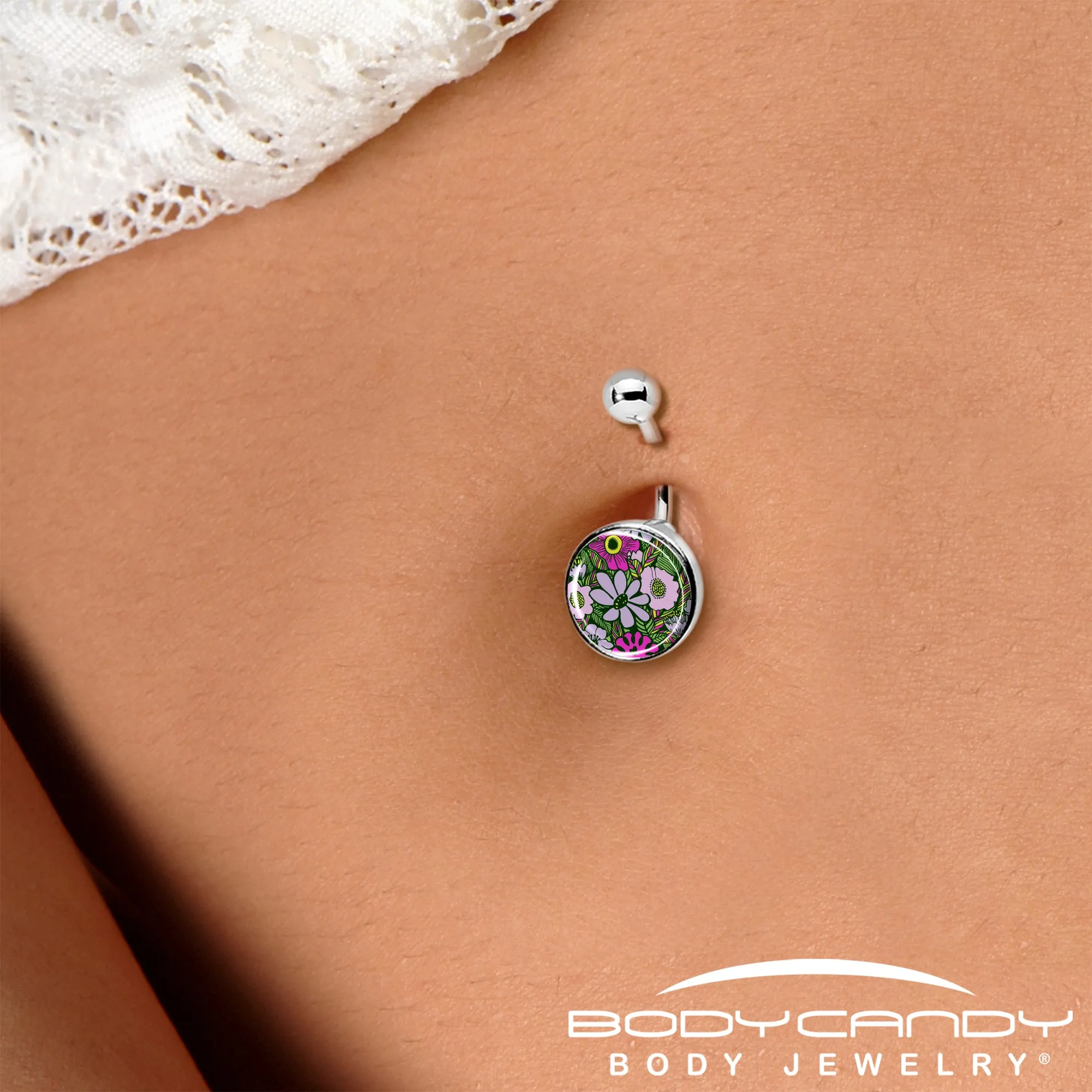 Blossom Creation Paradise of Pink Flowers Belly Ring