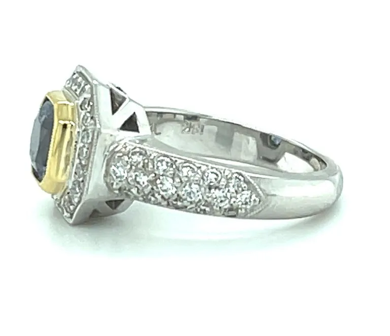 Bluish Purple Spinel and Diamond Cocktail Ring in 18k White and Yellow Gold