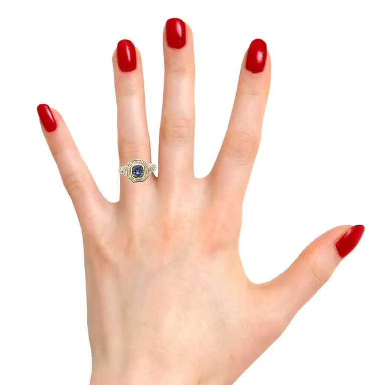 Bluish Purple Spinel and Diamond Cocktail Ring in 18k White and Yellow Gold