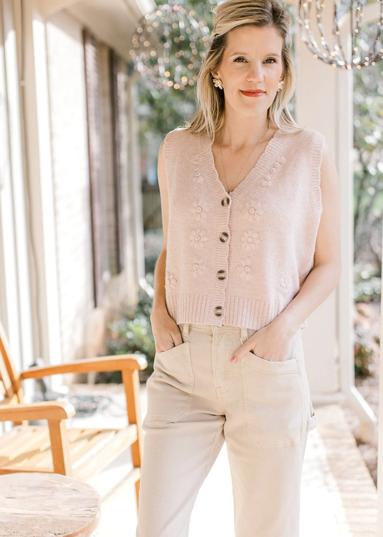Blush Tone on Tone Sweater