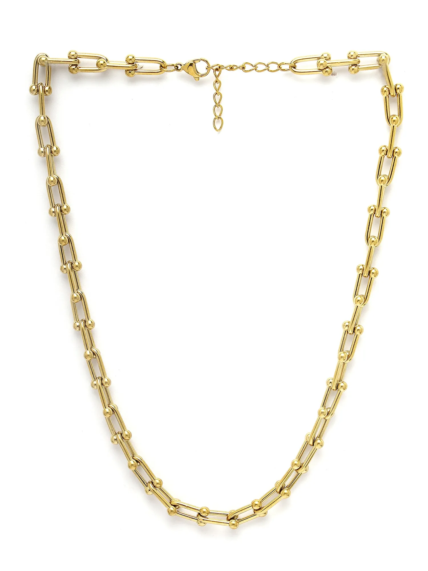 Bohey by KARATCART Men Gold Plated Link Chain Necklace