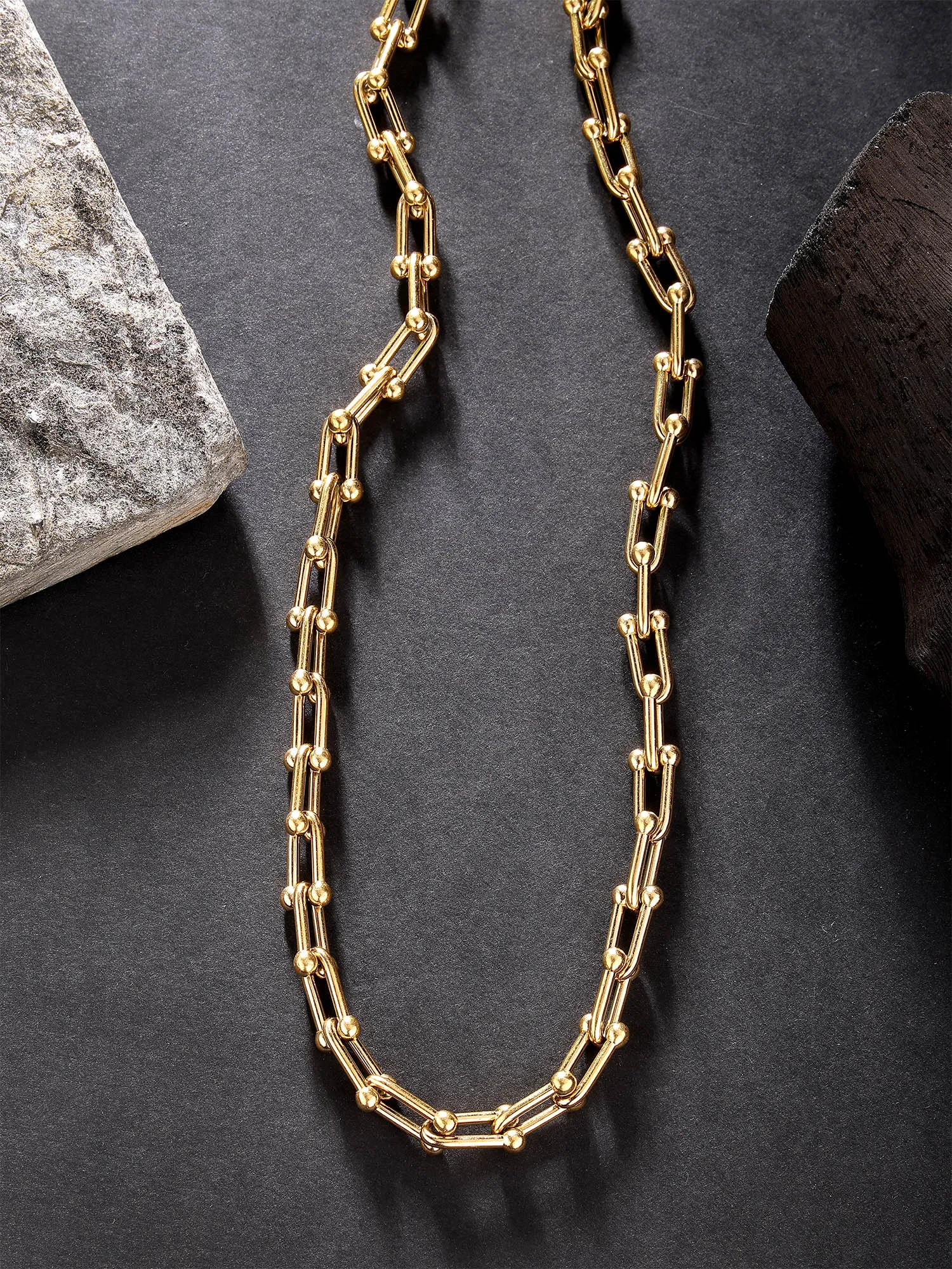 Bohey by KARATCART Men Gold Plated Link Chain Necklace