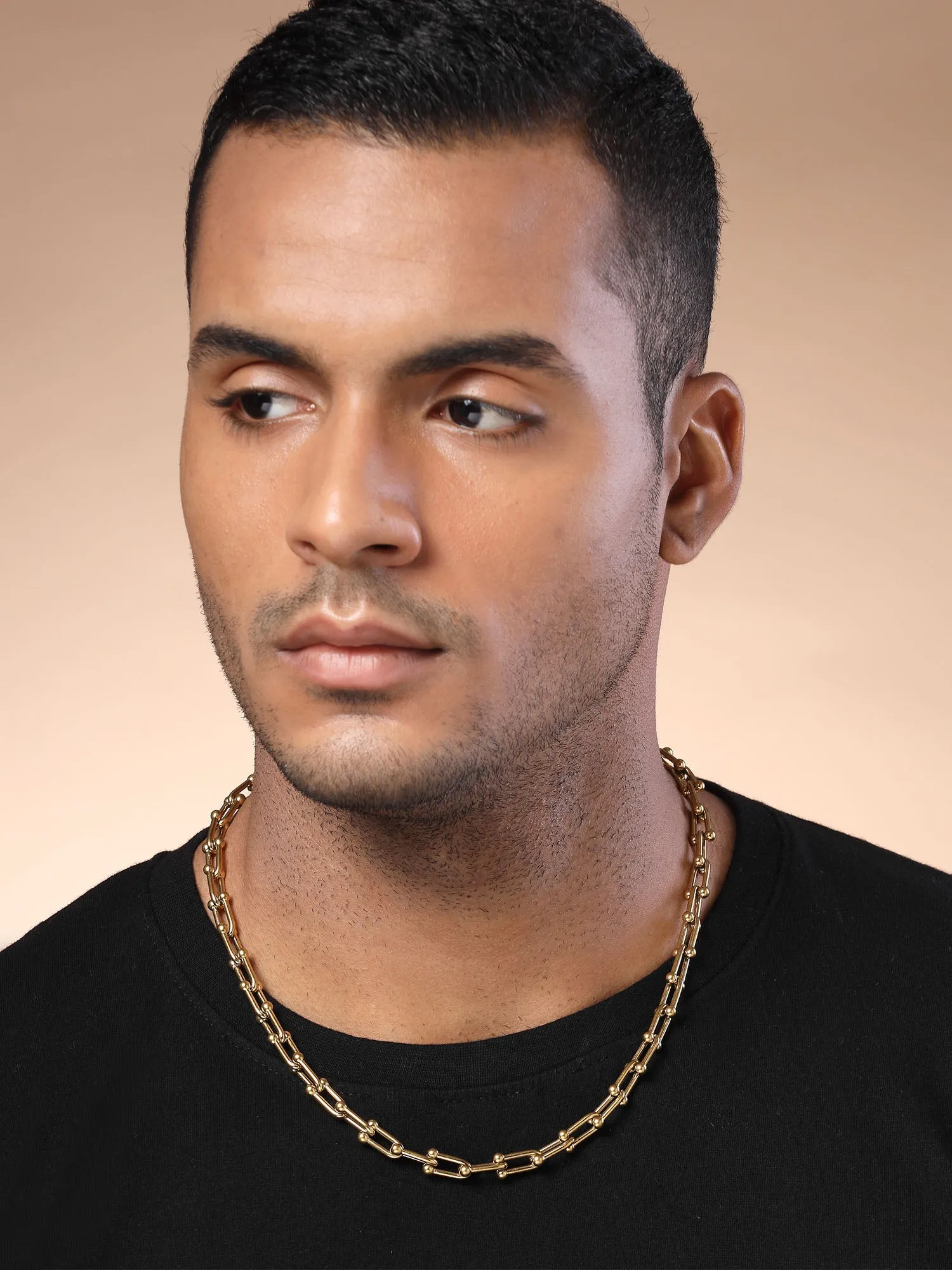 Bohey by KARATCART Men Gold Plated Link Chain Necklace