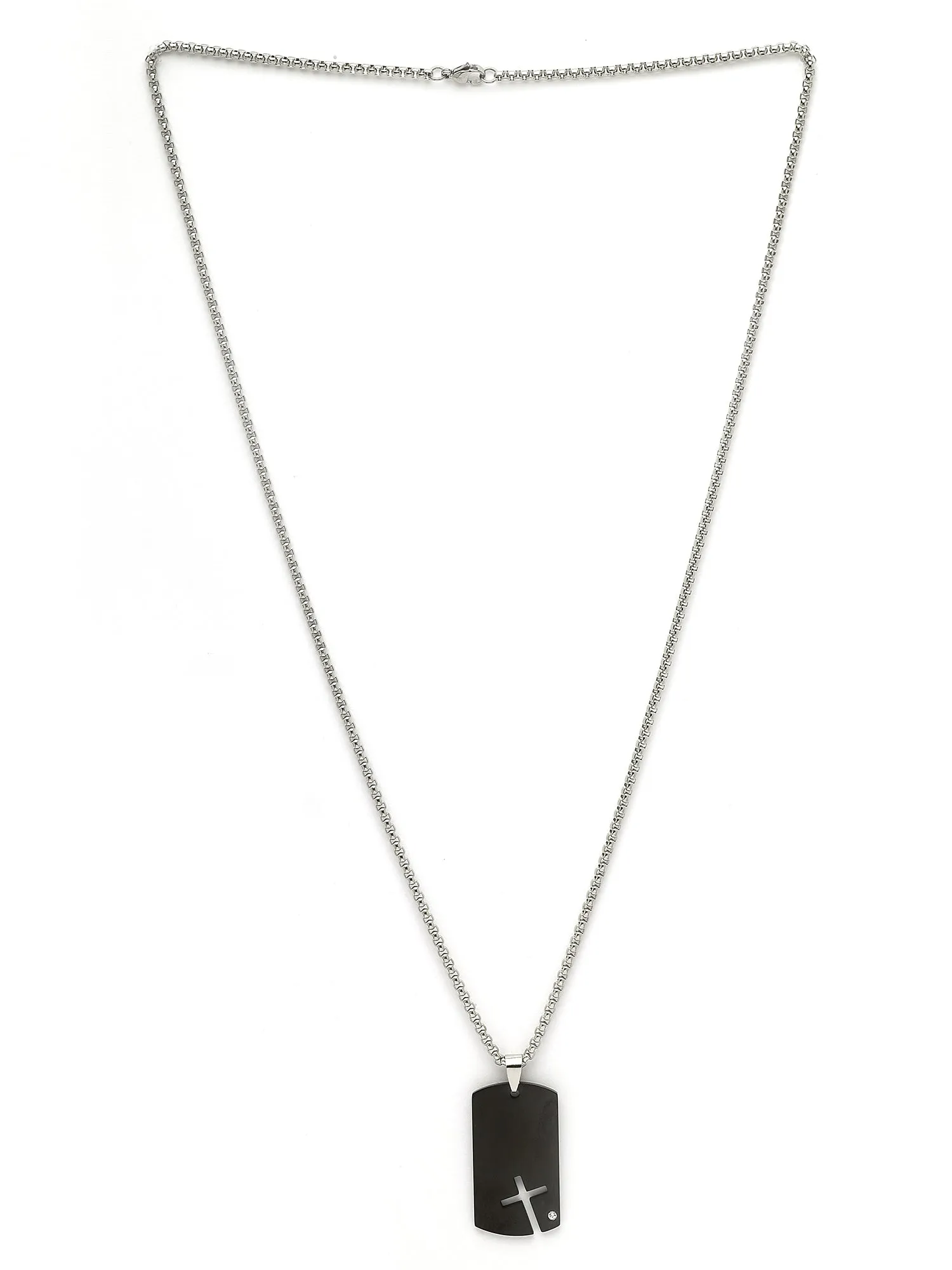 Bohey by KARATCART Silver Plated Black Metal Chain Pendant for Men