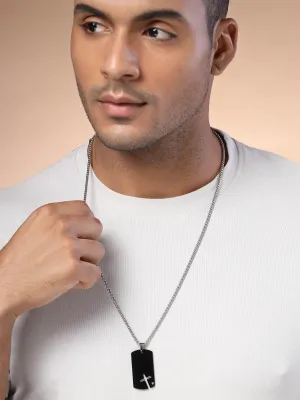 Bohey by KARATCART Silver Plated Black Metal Chain Pendant for Men