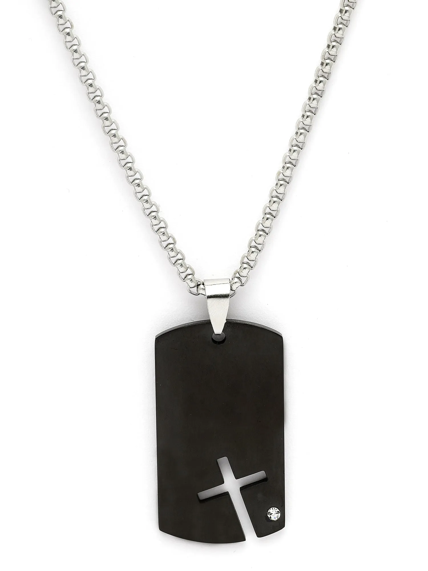 Bohey by KARATCART Silver Plated Black Metal Chain Pendant for Men