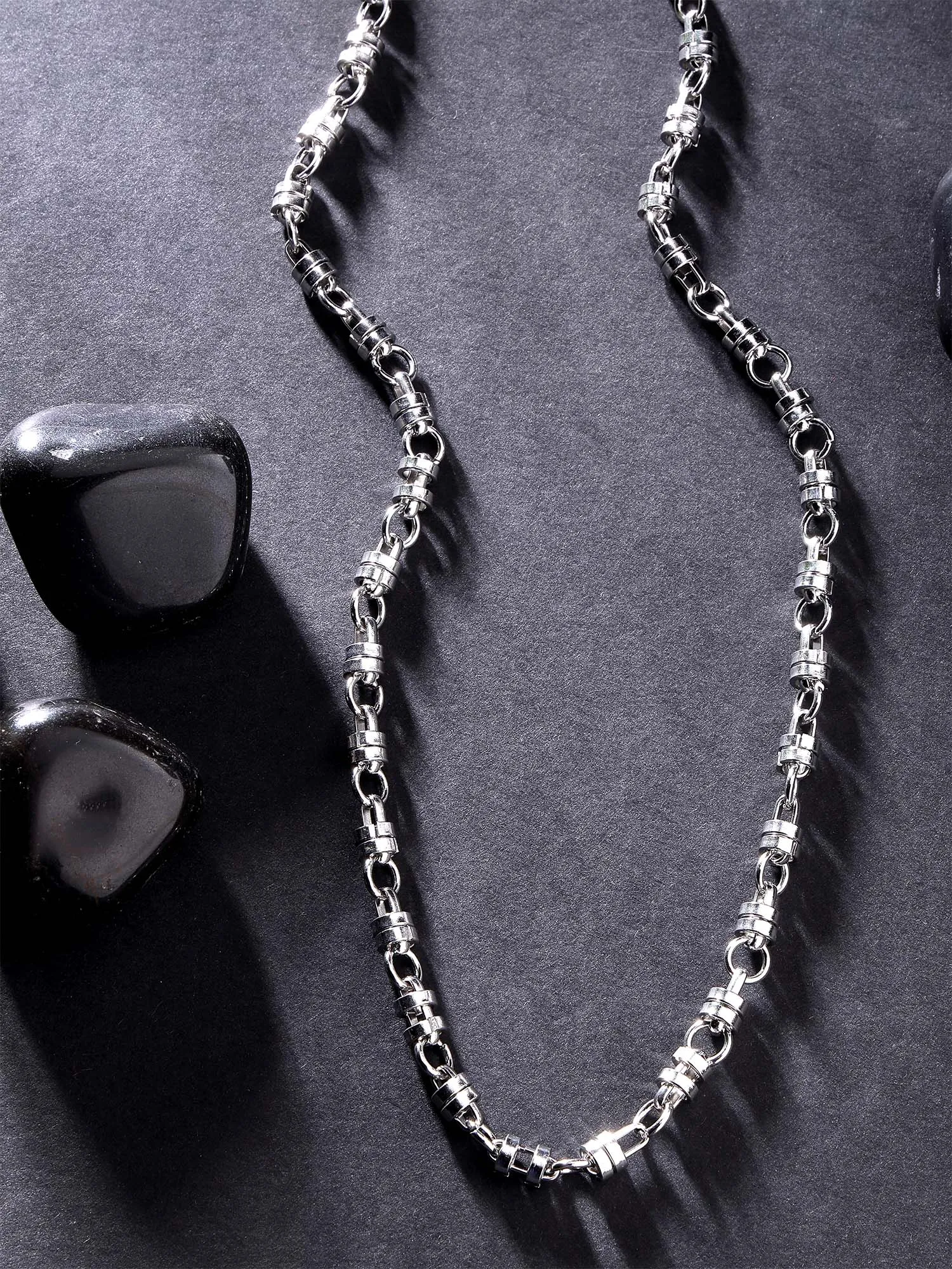 Bohey by KARATCART Silver Tone Link Chain Necklace for Men