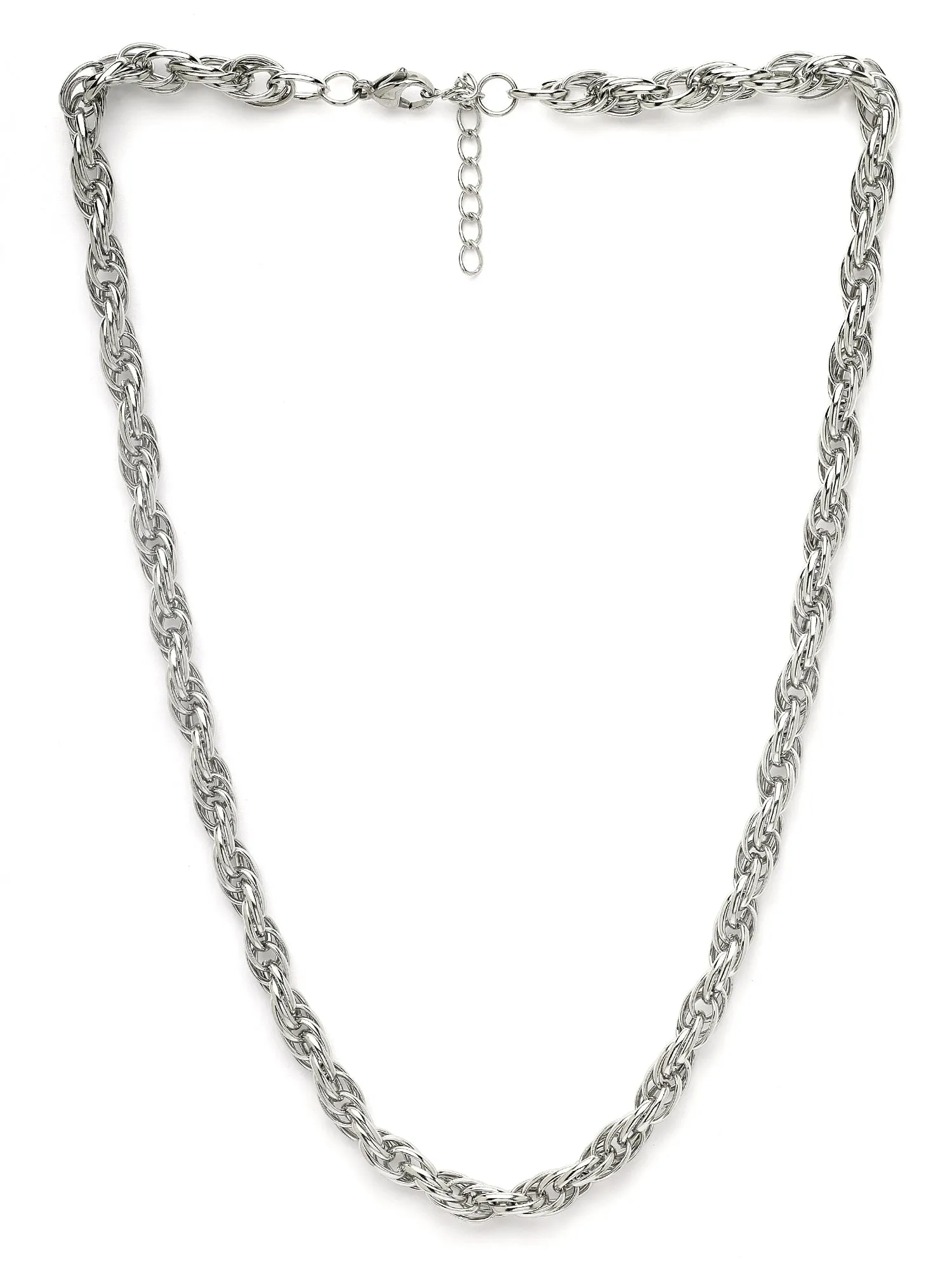 Bohey by KARATCART Silver Tone Link Chain Necklace for Men
