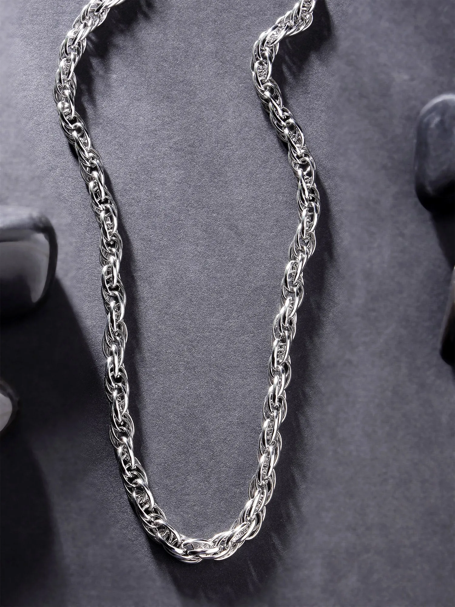 Bohey by KARATCART Silver Tone Link Chain Necklace for Men