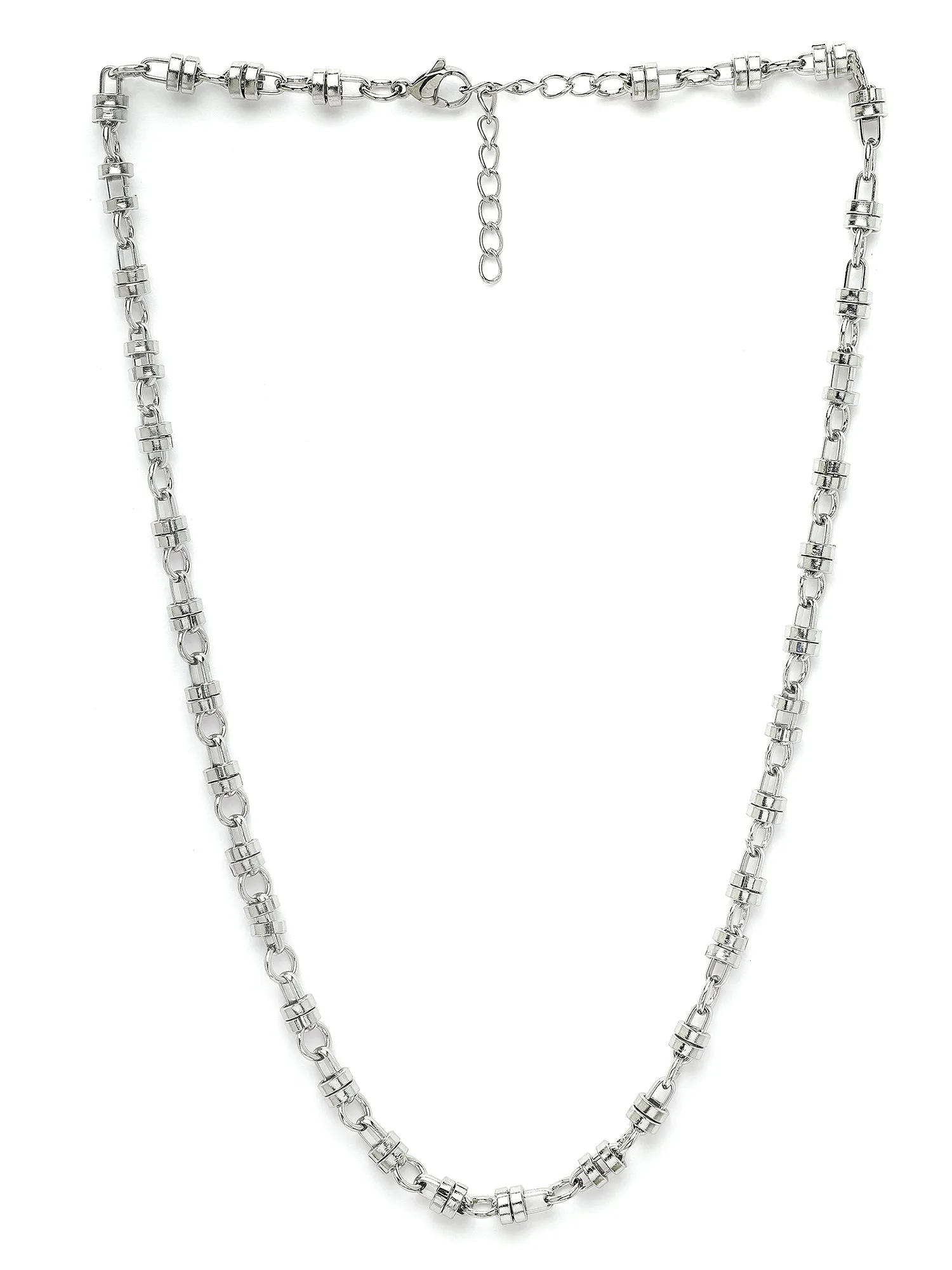 Bohey by KARATCART Silver Tone Link Chain Necklace for Men