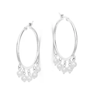 Boho & Mala Pearl Sterling Silver Hoop Earrings