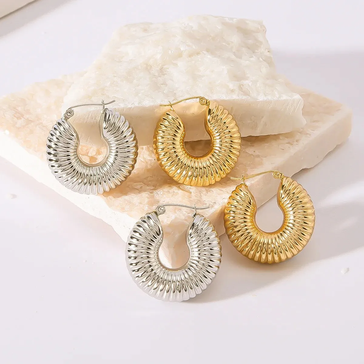 Boho & Mala Silver Titanium Hoop Earrings