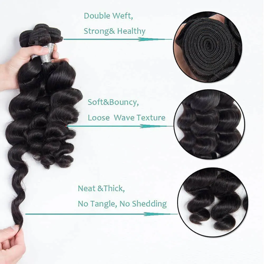 Brazilian Remy Human Hair Weave Bundles Loose Wave Bundles