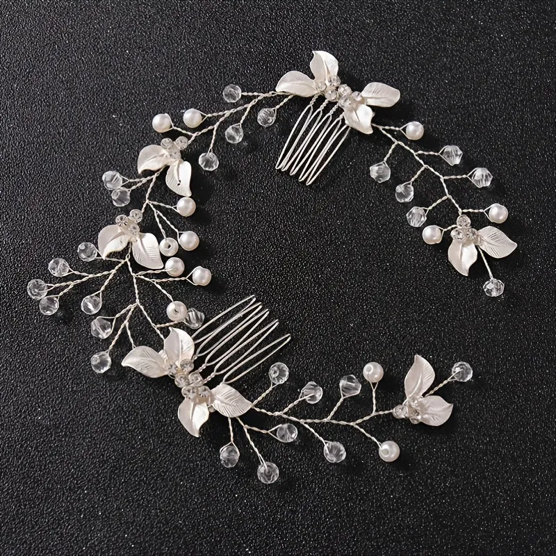 Bridal Golden Leaf Hair Vine, Silver Hair Comb, Rose Golden Leaf Hair Comb, Leaf Wreath, Golden Hair Vine, Bride Hair Accessories, Leaf Hair Vine
