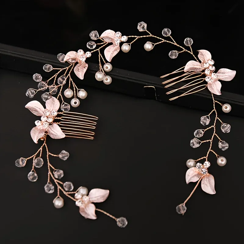 Bridal Golden Leaf Hair Vine, Silver Hair Comb, Rose Golden Leaf Hair Comb, Leaf Wreath, Golden Hair Vine, Bride Hair Accessories, Leaf Hair Vine