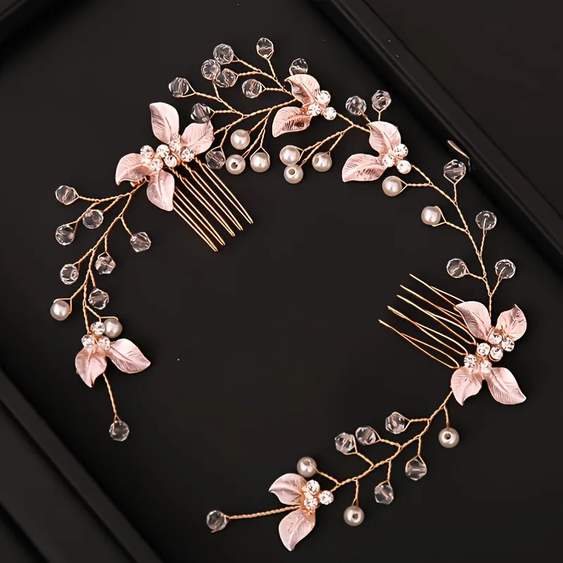Bridal Golden Leaf Hair Vine, Silver Hair Comb, Rose Golden Leaf Hair Comb, Leaf Wreath, Golden Hair Vine, Bride Hair Accessories, Leaf Hair Vine