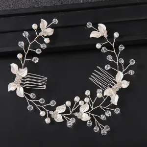 Bridal Golden Leaf Hair Vine, Silver Hair Comb, Rose Golden Leaf Hair Comb, Leaf Wreath, Golden Hair Vine, Bride Hair Accessories, Leaf Hair Vine