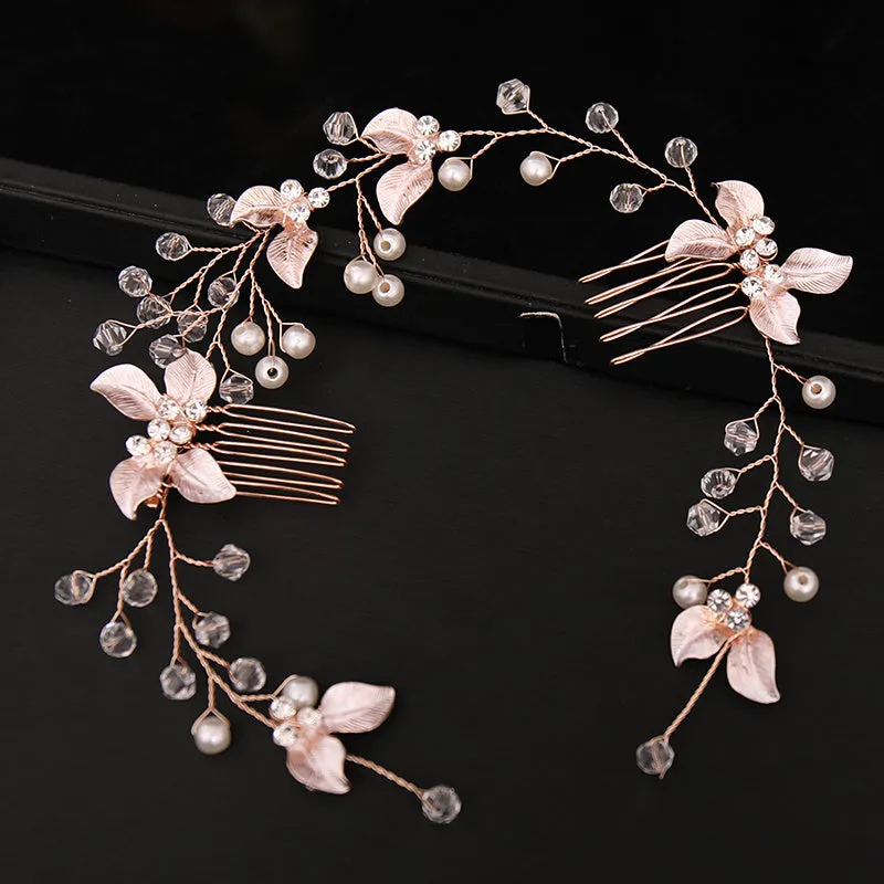 Bridal Golden Leaf Hair Vine, Silver Hair Comb, Rose Golden Leaf Hair Comb, Leaf Wreath, Golden Hair Vine, Bride Hair Accessories, Leaf Hair Vine