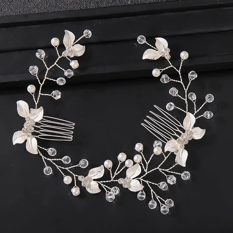 Bridal Golden Leaf Hair Vine, Silver Hair Comb, Rose Golden Leaf Hair Comb, Leaf Wreath, Golden Hair Vine, Bride Hair Accessories, Leaf Hair Vine