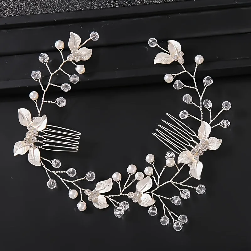 Bridal Golden Leaf Hair Vine, Silver Hair Comb, Rose Golden Leaf Hair Comb, Leaf Wreath, Golden Hair Vine, Bride Hair Accessories, Leaf Hair Vine