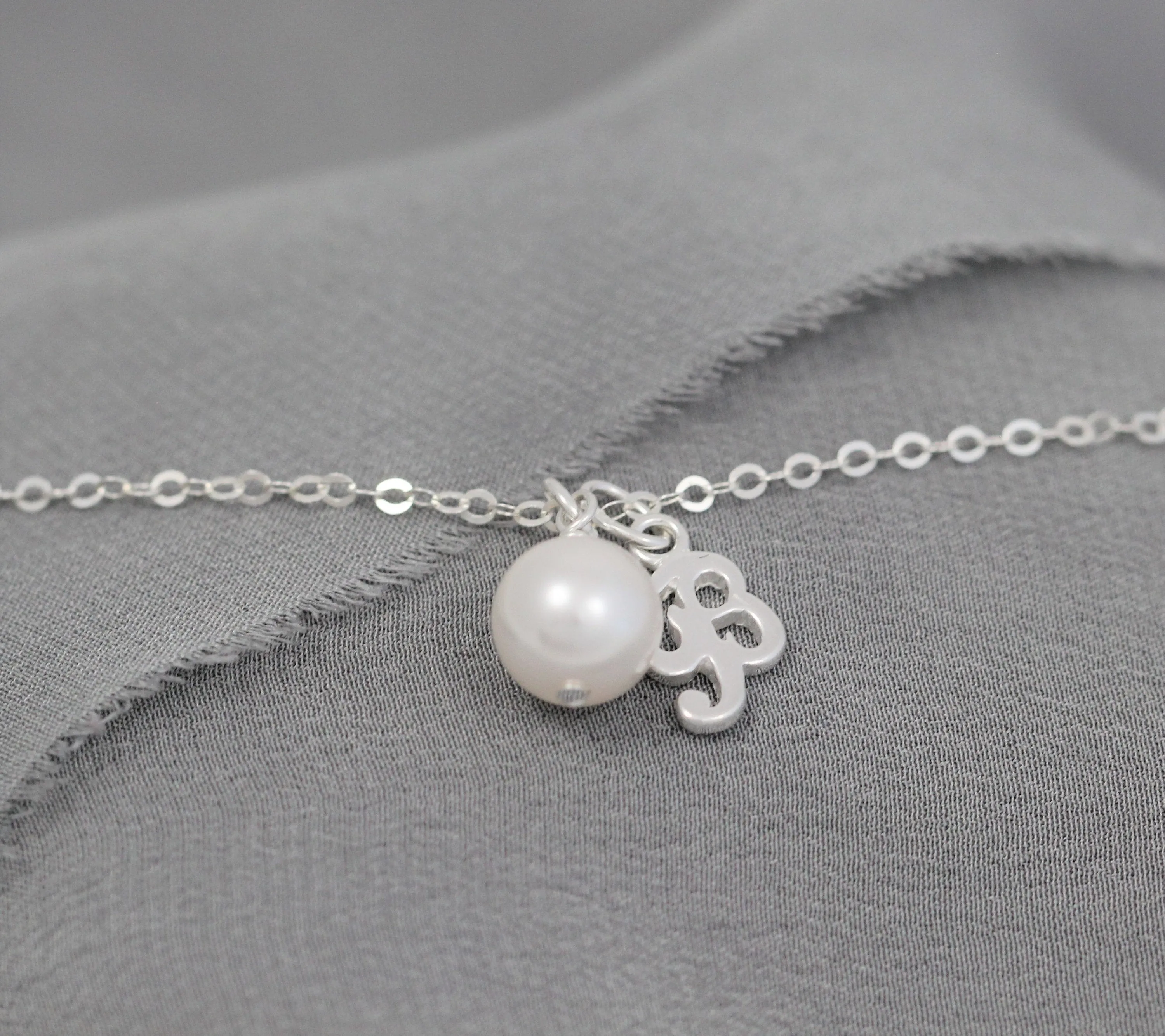 Bridesmaid Bracelet, Silver, Personalized Initial Jewelry with Pearl