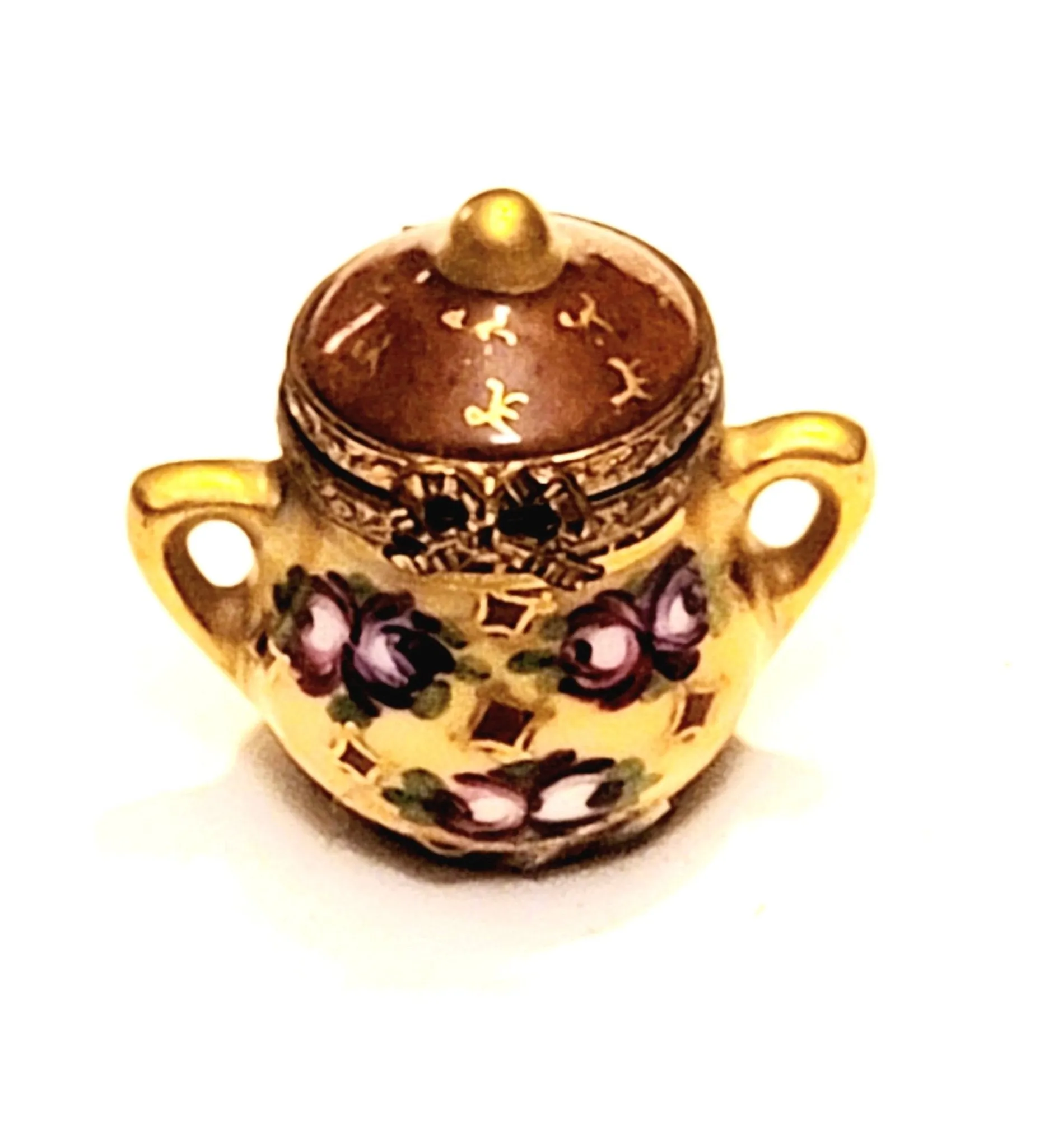 Brown Flowers Pot Canister Urn Tea Chest