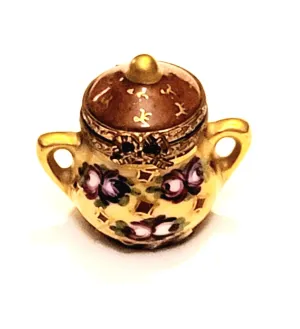 Brown Flowers Pot Canister Urn Tea Chest