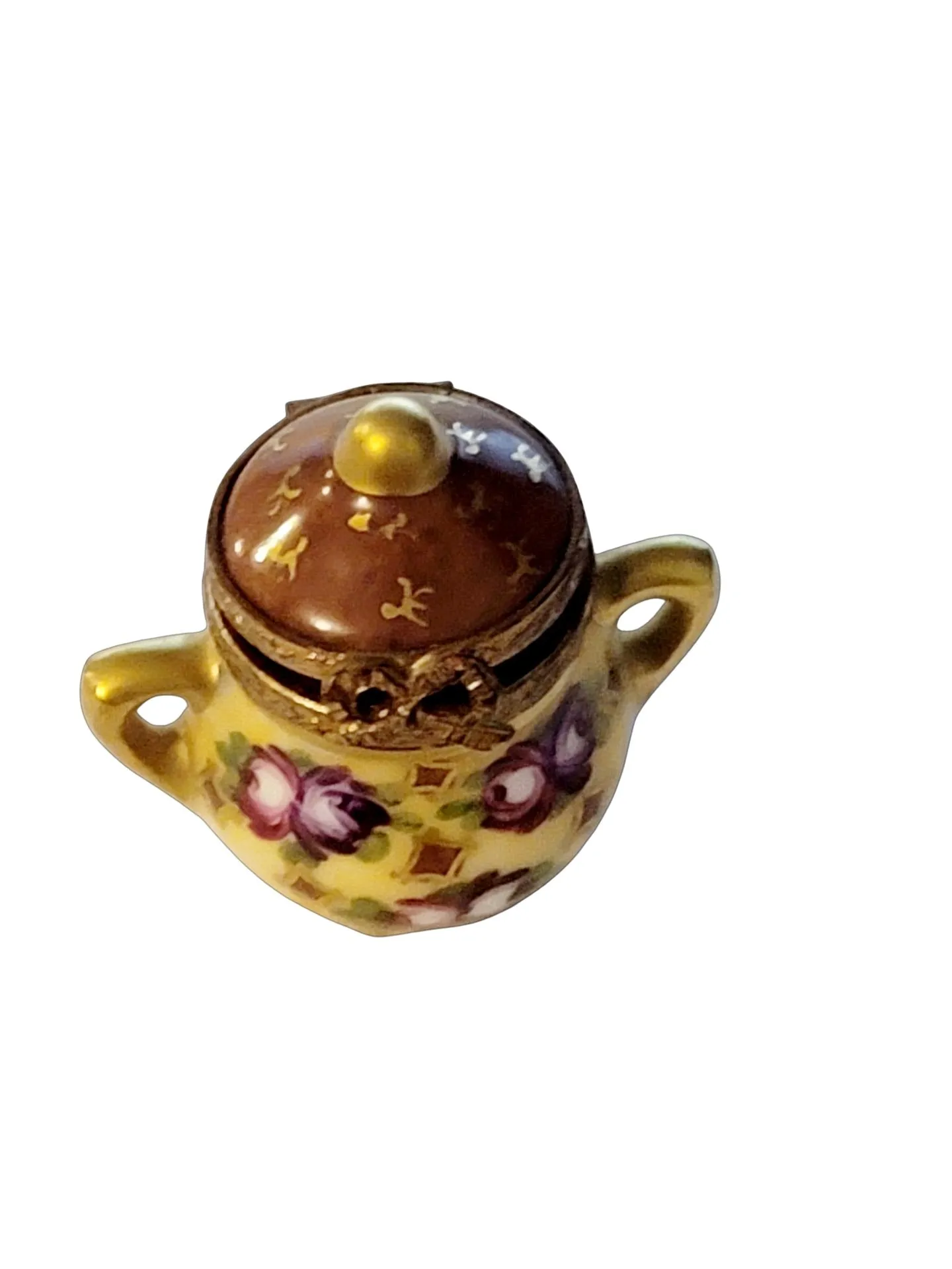 Brown Flowers Pot Canister Urn Tea Chest