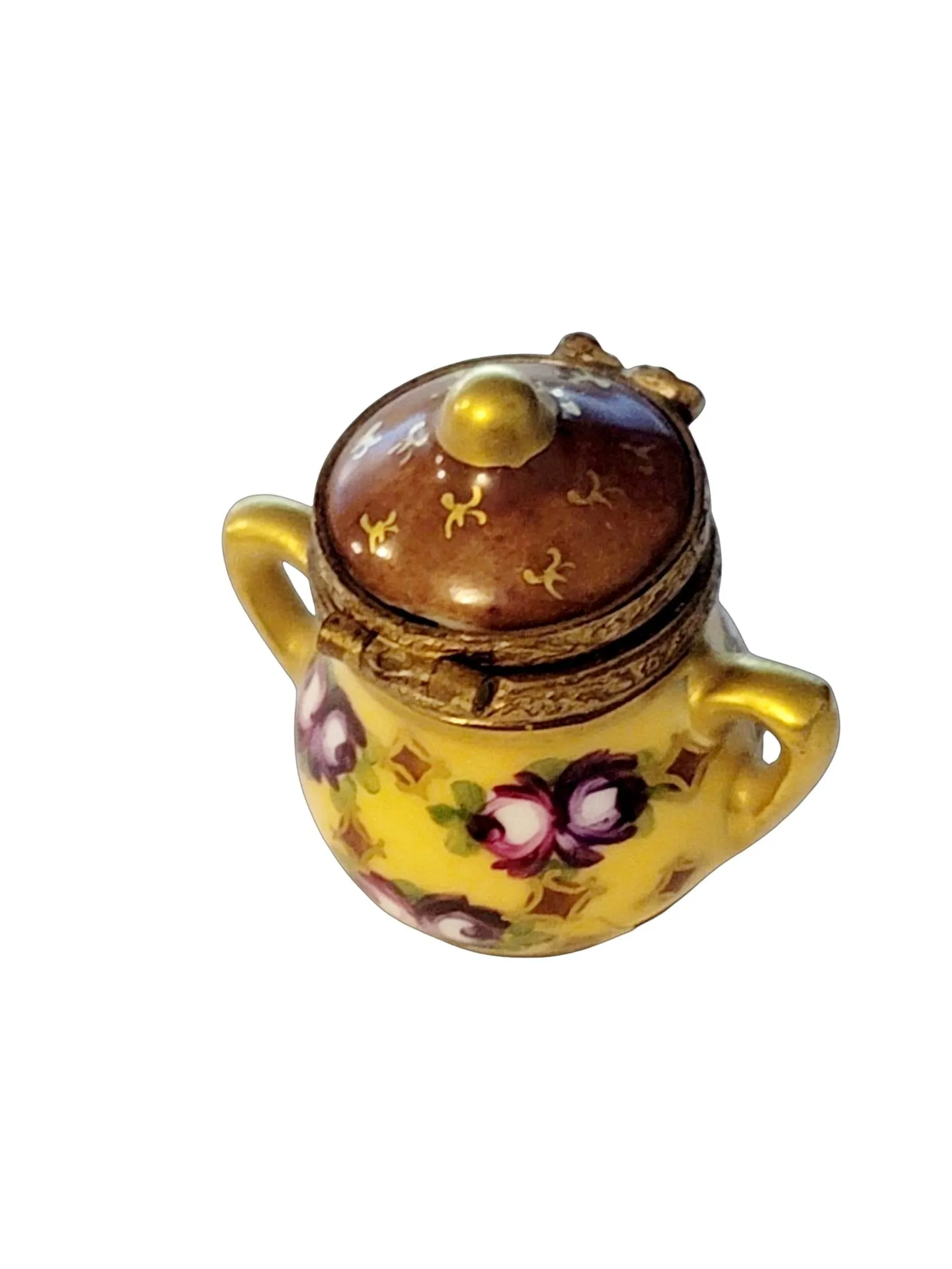 Brown Flowers Pot Canister Urn Tea Chest