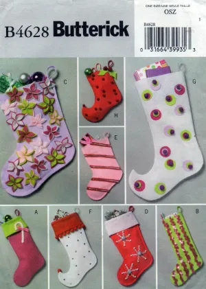 Butterick B4628 Decorated Christmas Stockings Out Of Print Craft Sewing Pattern UNCUT Factory Folds