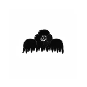 Camellia Crystal Small Black Claw Clip