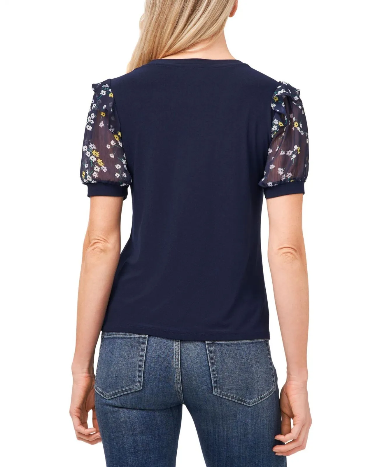 Cece Womens Scattered Daisy Puff Sleeve Shirt 7021663