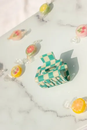 Checkerboard Print Cut Out Rectangle Claw Hair Clip