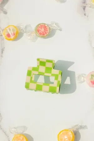 Checkerboard Print Cut Out Rectangle Claw Hair Clip