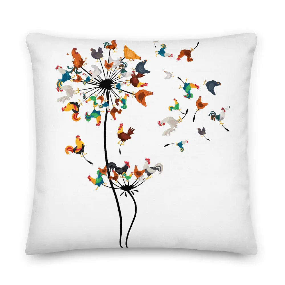 Chicken Dandelion Premium Pillow