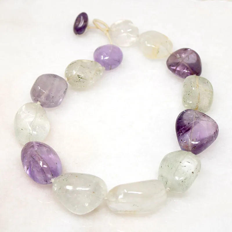 Chunky Amethyst & Rock Crystal Bead Necklace