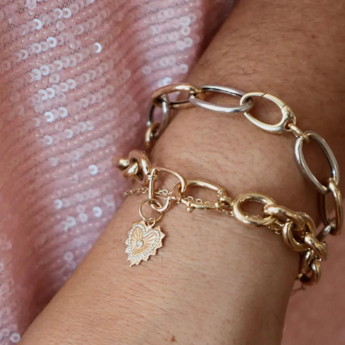Chunky Round Diamond Pavé Link Bracelet