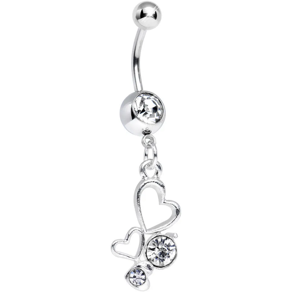 Clear Gem Glimmering Kindred Hearts Dangle Belly Ring