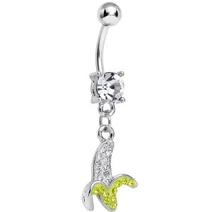 Clear Gem Going Bananas Dangle Belly Ring