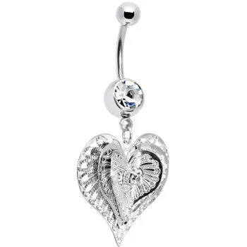 Clear Gem Love at First Sight Heart Belly Ring