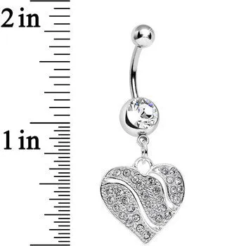 Clear Gem Sparkling Rivers of Love Heart Dangle Belly Ring