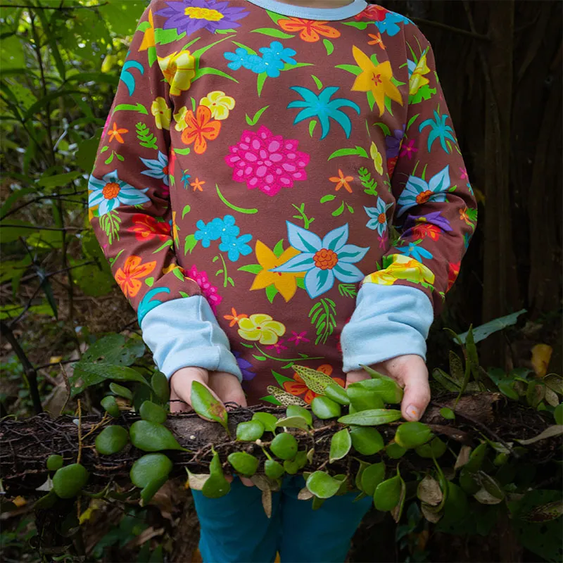 Coddi & Womple Jungle Bouquet Long Sleeve Top - Umber Brown