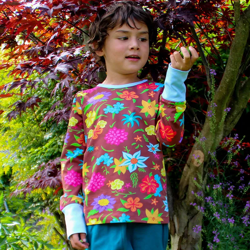 Coddi & Womple Jungle Bouquet Long Sleeve Top - Umber Brown