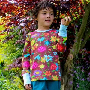 Coddi & Womple Jungle Bouquet Long Sleeve Top - Umber Brown