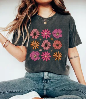 Comfort Colors Flowers Tee/ Quality Retro Tee